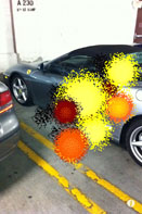 Screenshot: AR mode blowing up Ferarri.