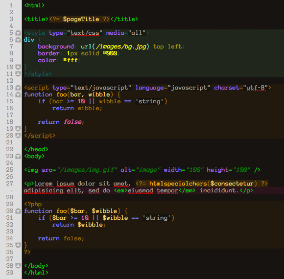 A screenshot of my theme applied to source code.