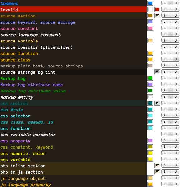A screenshot of the TM Settings Theme panel for my theme.